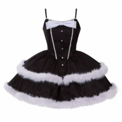 Front Ribbon, Two-tiered Ruffle Jumper Skirt With Fur -LOLITA Shop 1 2d6837df 48dc 4689 8f37 46f2b70a89cf