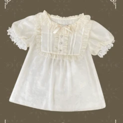 Flower Button Short Sleeve Blouse -LOLITA Shop 1 7cc15ec9 9e73 409d b5ca 0a7552b7b9e5