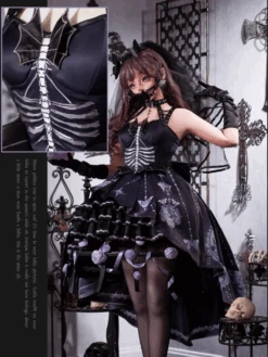 [Pre-order] Bat Wings Skeleton Pattern Jumper Skirt And Purple Rose Crinoline -LOLITA Shop 1 9ec4f51d 2edf 4288 a80d e8ed67b3734e