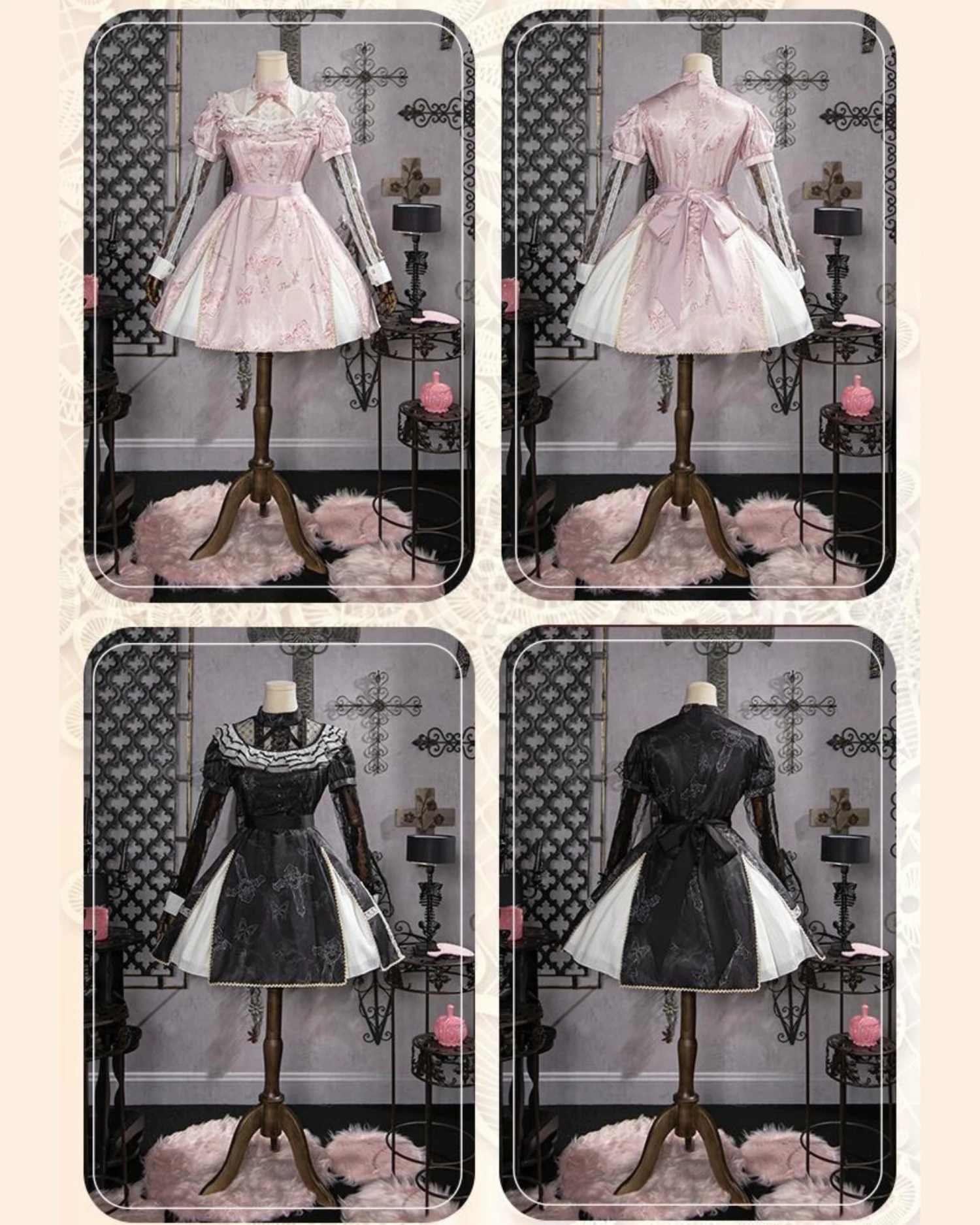 White Cross Ribbon Gothic Long Sleeve Dress 15 White Cross Ribbon Gothic Long Sleeve Dress - Image 13