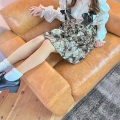 Ribbon And Pearl Cat Design Jumper Skirt -LOLITA Shop 2023 05 17114527