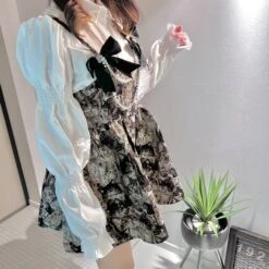 Ribbon And Pearl Cat Design Jumper Skirt -LOLITA Shop 2023 05 17114820