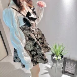 Ribbon And Pearl Cat Design Jumper Skirt -LOLITA Shop 2023 05 17114822