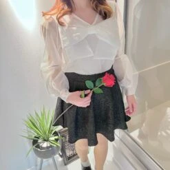 Ribbon Blouse Rose Pattern Skirt Setup 15 Ribbon Blouse Rose Pattern Skirt Setup -LOLITA Shop 2023 05 17123656