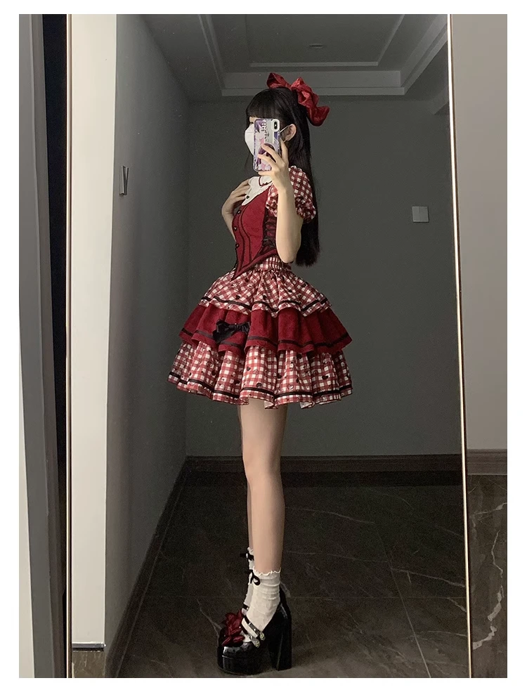 Queen Of Hearts Gingham Check Blouse And Skirt Setup 10 Queen Of Hearts Gingham Check Blouse And Skirt Setup - Image 8