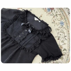 Flower Button Short Sleeve Blouse -LOLITA Shop 2 5b78d8a7 4360 435b a81f 5ed033d616b1