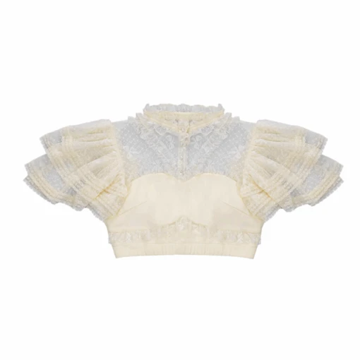 Frill Lace Short Sleeve Blouse