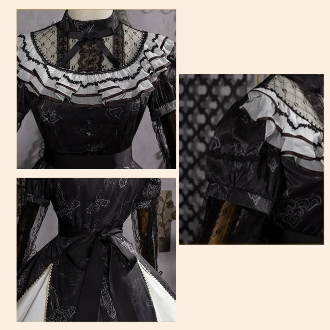 White Cross Ribbon Gothic Long Sleeve Dress 16 White Cross Ribbon Gothic Long Sleeve Dress - Image 14