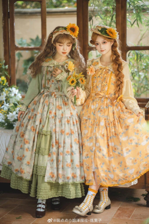 [Pre-order] Gardening Sunflower Jumper Skirt Print Type