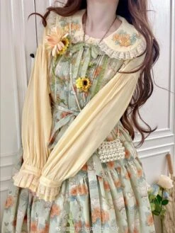 [Pre-order] Gardening Sunflower Embroidered Collar Blouse -LOLITA Shop 4ab72c43gy1huhk13rq5ij20u0140aj8