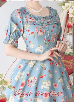 Early Summer Strawberry Picture Book One-Piece Dress With Ribbon Hair Accessory -LOLITA Shop 4d299bc1ly1hpb9bg9q4uj21gz5uhx6t