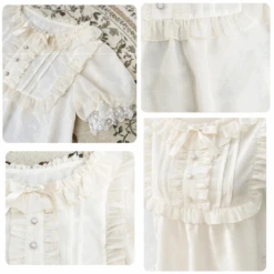 Flower Button Short Sleeve Blouse -LOLITA Shop 5 34789ff8 7dde 4dd5 a8ab 4f93f42842e2