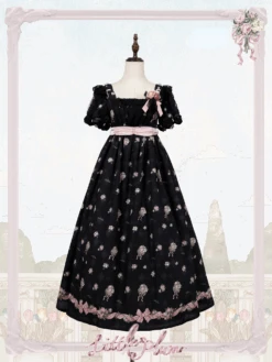 Roses Bouquet Square Neck High Waist Dress -LOLITA Shop 5 567e2d54 e41f 4983 a561 dd8f79585276