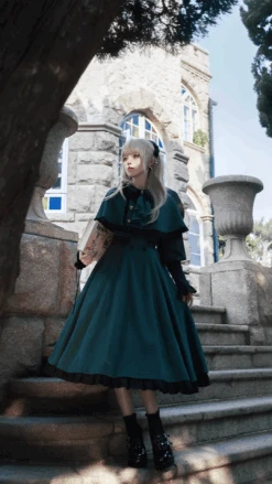 Pharmacy Apprentice Witch Long Sleeve Dress And Cape With Ribbon Tie -LOLITA Shop 5 cc679671 8e0d 461e 9785 49b1939d94a3