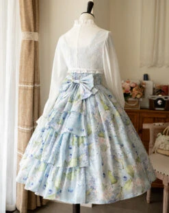 Hydrangea And Blueberry French Sleeve Jumper Skirt With Ribbon Hair Accessory -LOLITA Shop 699d034bgy1hcgxunzingj22jm3te7wn
