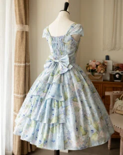 Hydrangea And Blueberry French Sleeve Jumper Skirt With Ribbon Hair Accessory -LOLITA Shop 699d034bgy1hcgxus4kapj22j83stx6u