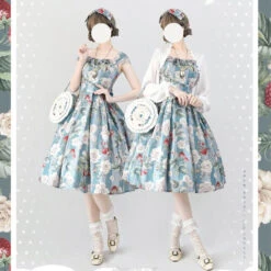 Rose And Raspberry French Sleeve Jumper Skirt With Ribbon Hair Accessory -LOLITA Shop 699d034bgy1hck0grm4fbj220y2bckjm