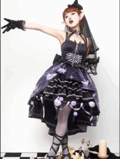 [Pre-order] Bat Wings Skeleton Pattern Jumper Skirt And Purple Rose Crinoline -LOLITA Shop 6 3ae667b8 39ca 4931 9ac7 4f59b3fa9428