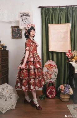 Camellia Berry Short Sleeve Dress Tiered Type Long Length -LOLITA Shop 6d850995gy1hgpkp4m7nej22683b64qs