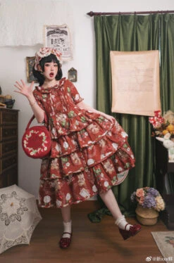 Camellia Berry Short Sleeve Dress Tiered Type Long Length -LOLITA Shop 6d850995gy1hgpkp8sr20j22683ac7wk