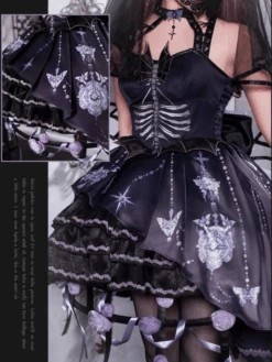 [Pre-order] Bat Wings Skeleton Pattern Jumper Skirt And Purple Rose Crinoline -LOLITA Shop 9 330a4614 0b3b 4605 afc8 d288e2c5f528