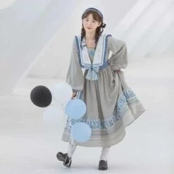 [Worn By Liyuu] Gray Blue Lolita Dress In Sailor Color -LOLITA Shop ImagefromiOS
