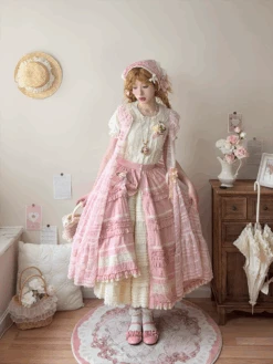 [Pre-orders Available Until 2/19] Cat Rose Tea Party Front-opening Ruffle Skirt, Plain Type -LOLITA Shop O1CN010HGjDU2GOLbN36Dss 57119005