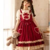 Heart Pocket Wine Red Frill Lolita Jumper Skirt -LOLITA Shop O1CN010ylQrQ1y6mzRtkB5b 865286530