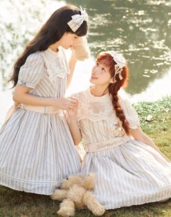 Go Picnicking Striped Short Sleeve Dress -LOLITA Shop O1CN010zysot1NZyfPU3FLh 75651158