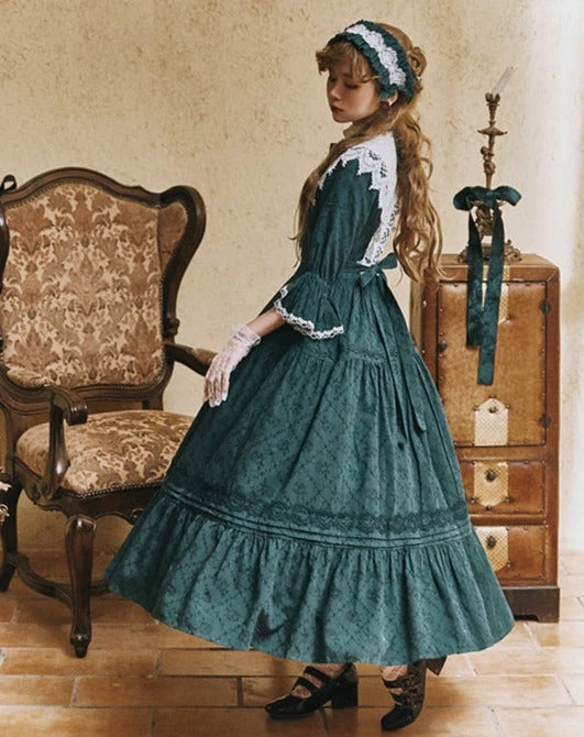 Classical Cotton-jacquard Lace Stand-collar Dress 8 Classical Cotton-jacquard Lace Stand-collar Dress - Image 6