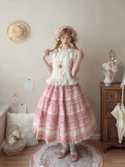 [Pre-orders Available Until 2/19] Cat Rose Tea Party Front-opening Ruffle Skirt, Plain Type -LOLITA Shop O1CN011cSurZ2GOLbIhDeGS 57119005