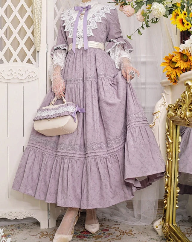 Classical Cotton-jacquard Lace Stand-collar Dress 13 Classical Cotton-jacquard Lace Stand-collar Dress - Image 11