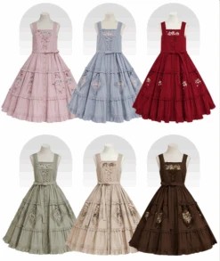 [Pre-orders Available Until 9/1] On The Hills Embroidered Jumper Skirt Mid-length -LOLITA Shop O1CN0121uDIF1NZykJ0pnPi 756511585