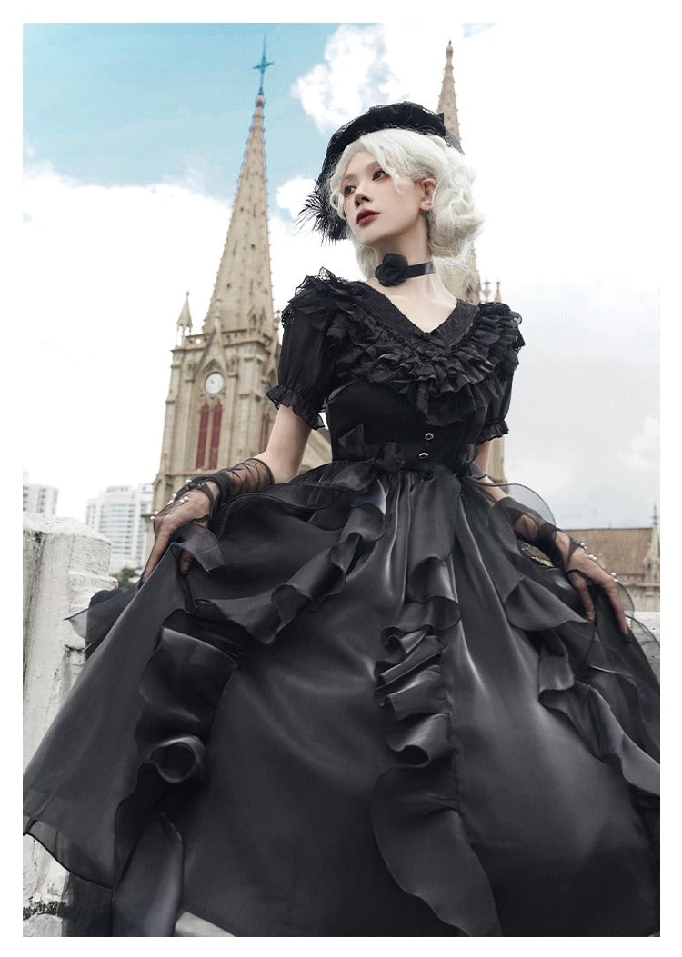 Floating Song Irregular Ruffle V-neck Dress 5 Floating Song Irregular Ruffle V-neck Dress - Image 3