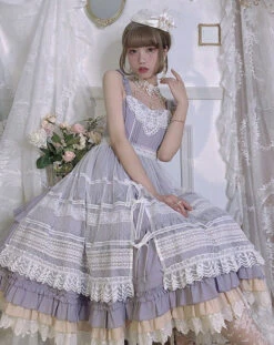 [Reservation Sale] Classical Jumper Skirt With Veil Overskirt -LOLITA Shop O1CN012tujD828AaKQelyms 1790657892
