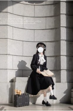 [Pre-order] British Style Double-breasted Black Coat -LOLITA Shop O1CN013F9c2J2JsWX45Mh77 2312269477