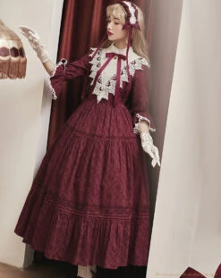 Classical Cotton-jacquard Lace Stand-collar Dress 38 Classical Cotton-jacquard Lace Stand-collar Dress -LOLITA Shop O1CN013YVXnz1RFbIbEwAQq 394312082