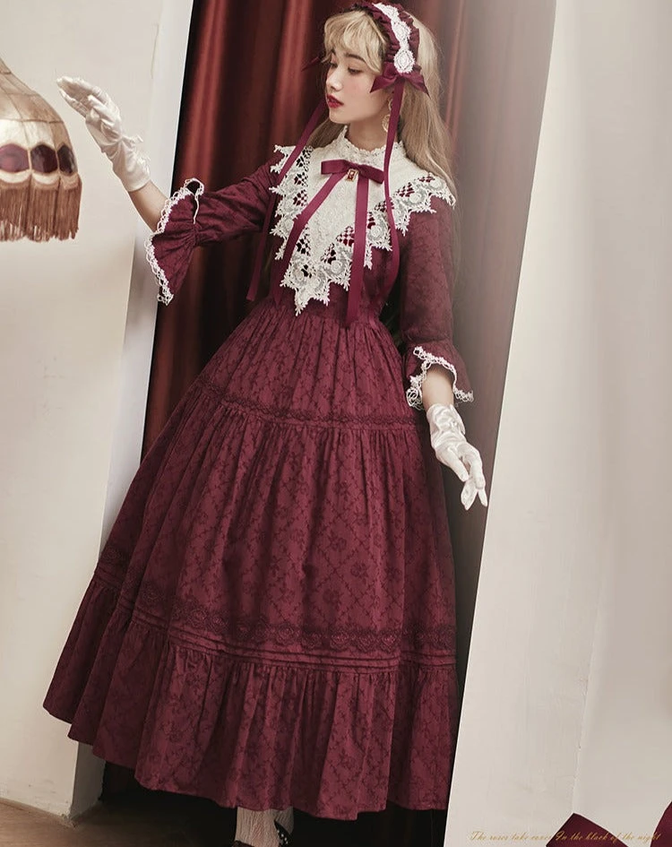 Classical Cotton-jacquard Lace Stand-collar Dress 19 Classical Cotton-jacquard Lace Stand-collar Dress - Image 17