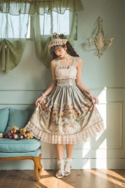 Jumper Skirt With Fluffy Veil And Sunflower Pattern Lace Skirt -LOLITA Shop O1CN014J8CrX1jmGg8Su5nt 290794590