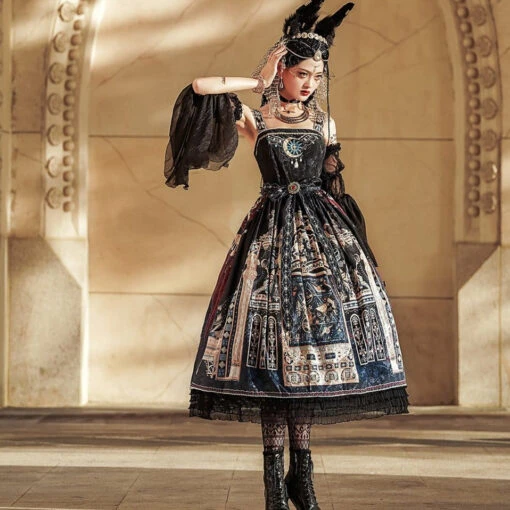 [Pre-order] Twilight Egyptian Lolita Shoulder Strap Jumper Skirt