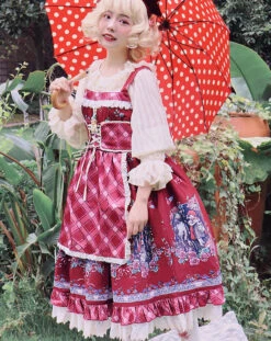 Little Red Riding Hood Print Garden Style Jumperskirt -LOLITA Shop O1CN016JhtOs1Wer9WZhVP5 11942814