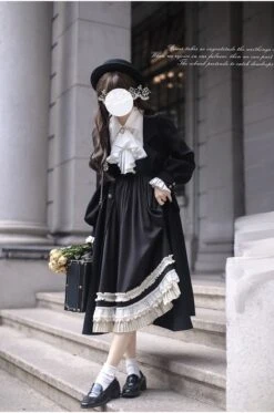 [Pre-order] British Style Double-breasted Black Coat -LOLITA Shop O1CN016kF25h2JsWX4rnGIG 2312269477