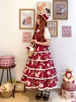 Bunny Bear Bunny Print Tiered Skirt -LOLITA Shop O1CN017F6T4i20M1h7LuxPN 2430736834
