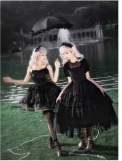Dark Fairy Layered Frill Jumper Skirt And Blouse -LOLITA Shop O1CN017Qv3FP2CZ6NxoxOGq 2528448487