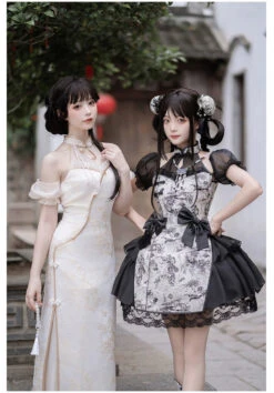 Moonlight Enshin Halter Neck Short Dress With Attached Sleeves -LOLITA Shop O1CN018coJ1D2CZ6NF0vmOU 2528448487