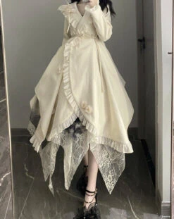 Irregular Hem Frill Coat With Belt -LOLITA Shop O1CN019dGAx32CZ6CM7wqQC 2528448487