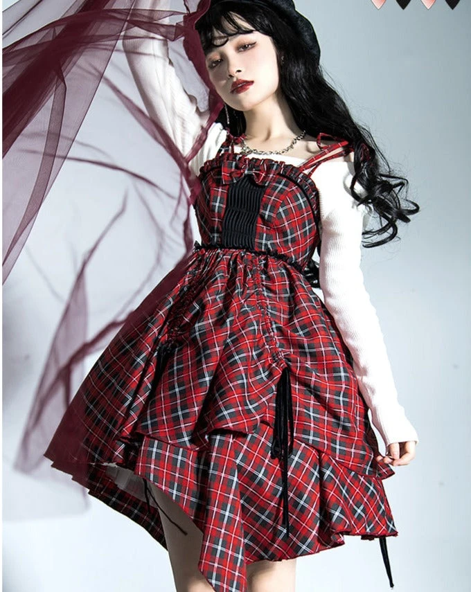 Punk Lolita Tartan Check Jumper Skirt 4 Punk Lolita Tartan Check Jumper Skirt - Image 2