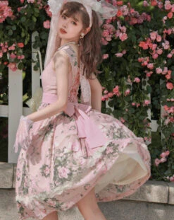 [Pre-order] Rose Garden 2-way Design Neck Classic Lolita Jumper Skirt -LOLITA Shop O1CN019rzU2v2GOLFabyFwI 57119005