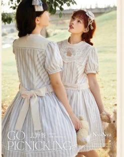 Go Picnicking Striped Short Sleeve Dress -LOLITA Shop O1CN01BSRCrE1NZyfKwNour 75651158