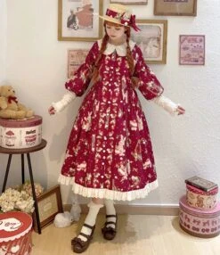Bunny Bear Bunny Long-sleeved One-piece Dress With Bunny Ears, Long Length -LOLITA Shop O1CN01BWFL6220M1h8dIsHU 2430736834